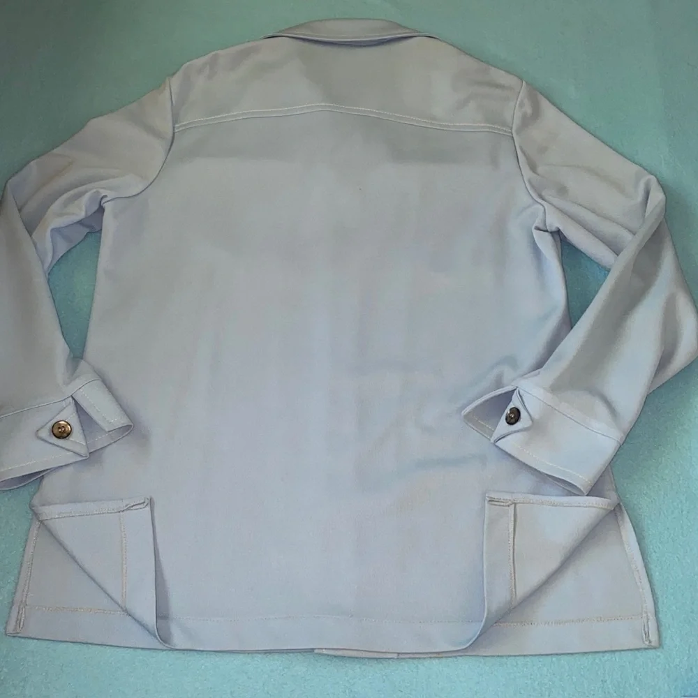 JCPenney 1970’s Flight 1 leisure suit jacket slacks polyester sky blue size 44R
